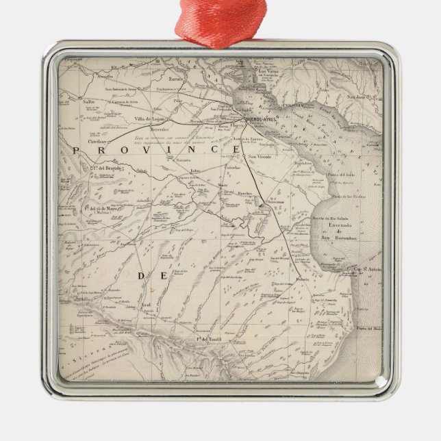 Map, Province of Buenos Aires, neighbouring Metal Tree Decoration (Front)