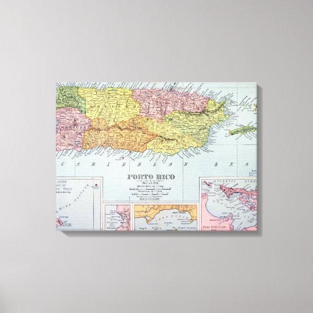 MAP: PUERTO RICO, 1900 CANVAS PRINT (Front)