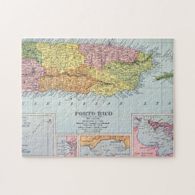 MAP: PUERTO RICO, 1900 JIGSAW PUZZLE (Horizontal)