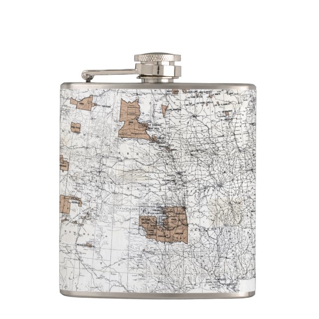MAP: RESERVATIONS, 1888 HIP FLASK (Front)