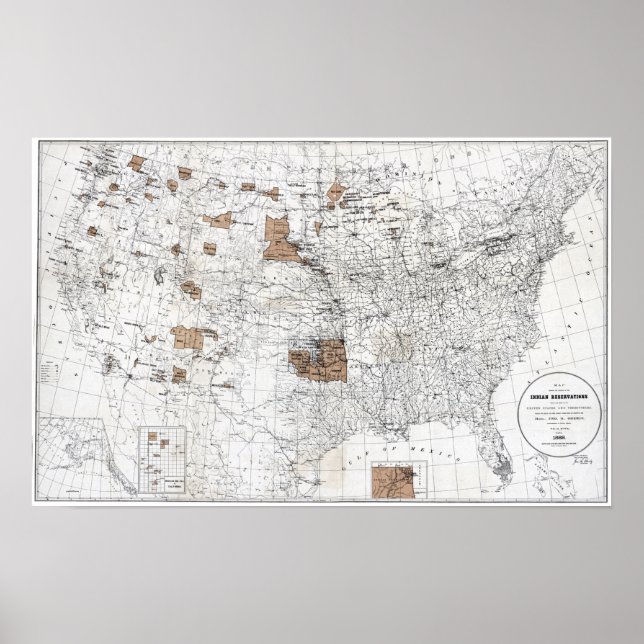 MAP: RESERVATIONS, 1888 POSTER (Front)