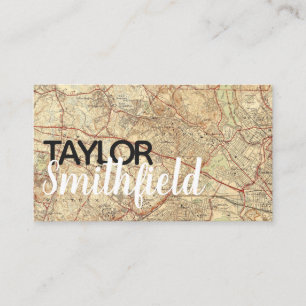 map rustic vintage modern topography business card