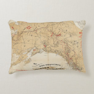 Map Showing Routes from San Francisco to Alaska Decorative Cushion