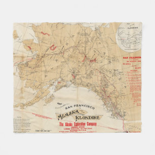 Map Showing Routes from San Francisco to Alaska Fleece Blanket