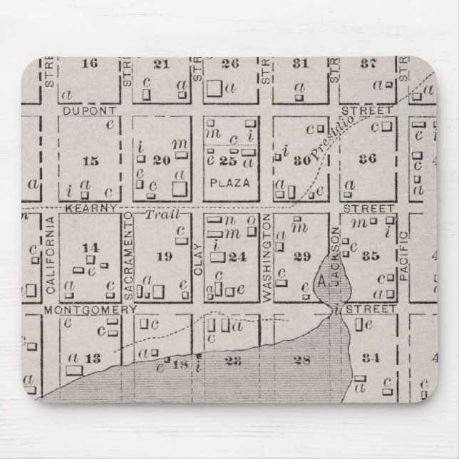Map showing San Francisco watefront in early days Mouse Mat (Front)