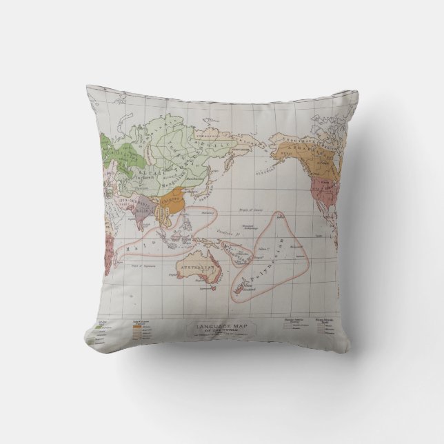 Map showing the Languages of the World Cushion (Front)