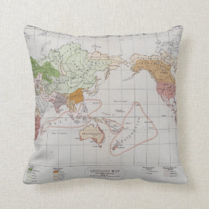 Map showing the Languages of the World Cushion