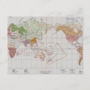 Map showing the Languages of the World Postcard