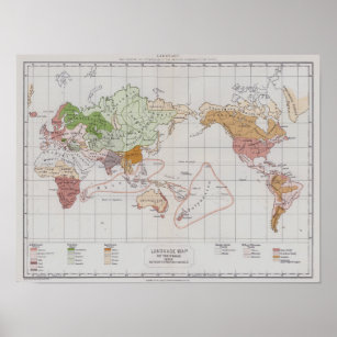 Map showing the Languages of the World Poster