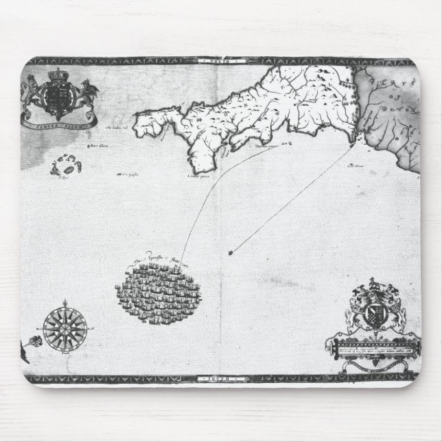Map showing the route of the Armada fleet Mouse Mat (Front)