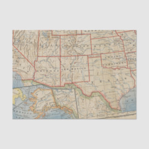 Map Southwestern United States and Alaska 1888 Tissue Paper