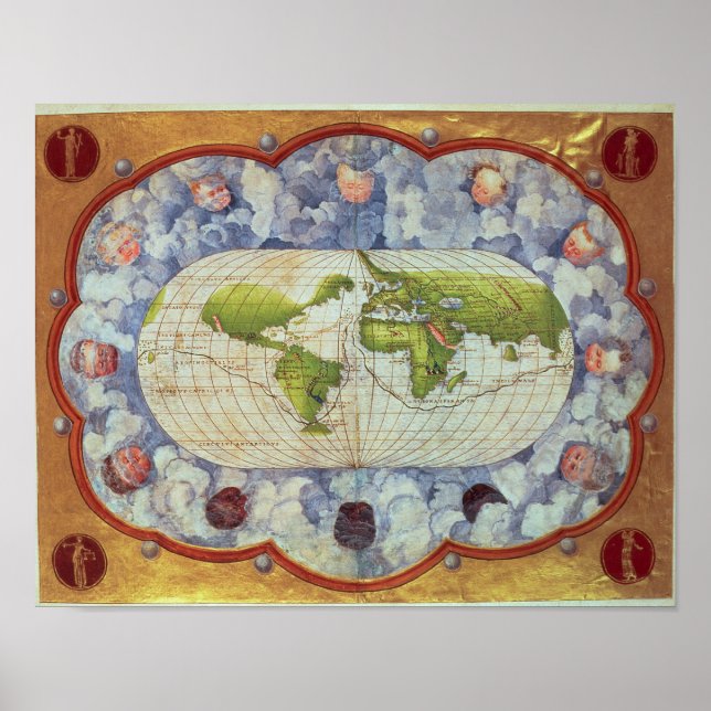 Map tracing Magellan's world voyage Poster (Front)