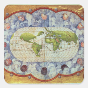 Map tracing Magellan's world voyage Square Sticker