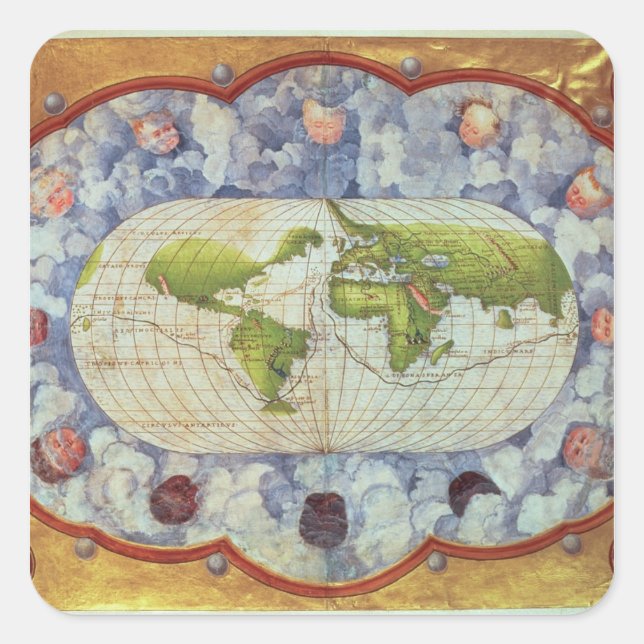 Map tracing Magellan's world voyage Square Sticker (Front)