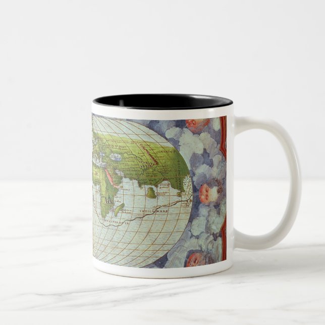 Map tracing Magellan's world voyage Two-Tone Coffee Mug (Right)