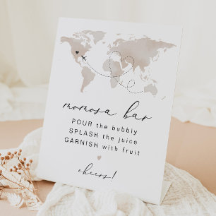 Map Travel Themed Baby Shower Momosa Bar Sign