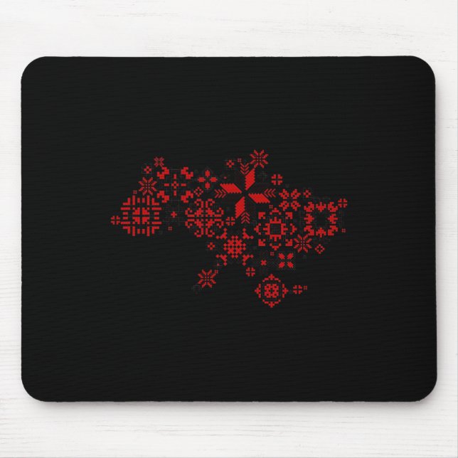 Map Ukraine - Thread Embroidery - Ukrainian Embroi Mouse Mat (Front)