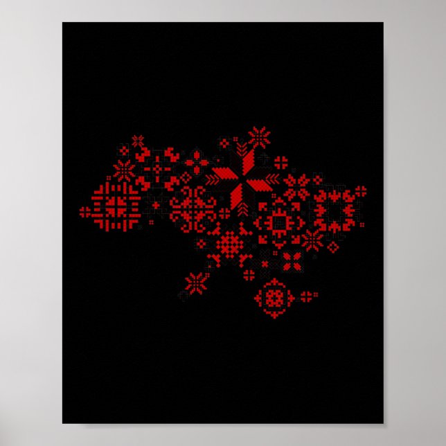 Map Ukraine - Thread Embroidery - Ukrainian Embroi Poster (Front)