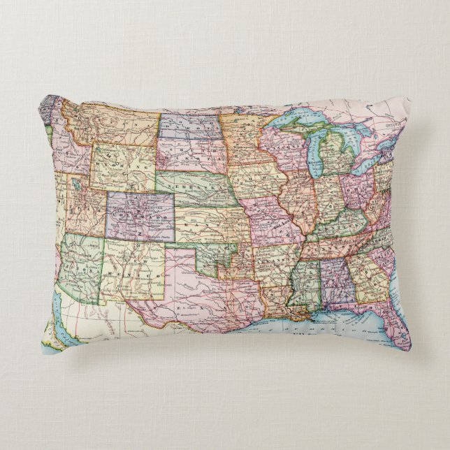 Map: United States, 1905 Decorative Cushion (Front)
