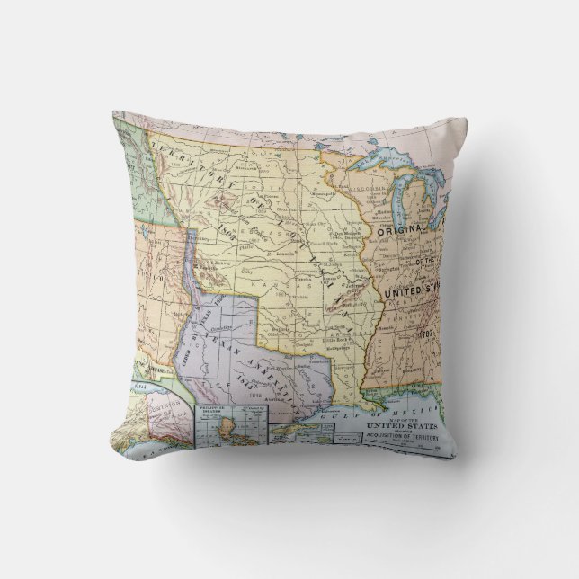 Map: US Expansion, 1905 Cushion (Front)