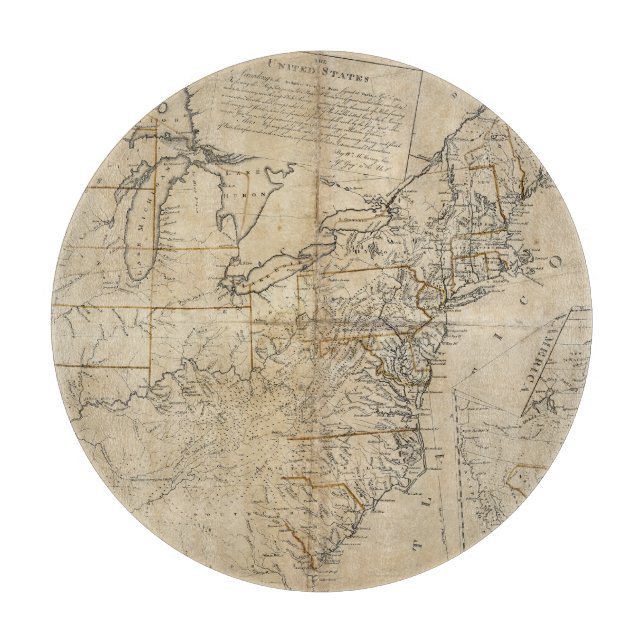 MAP: USA, 1783 CUTTING BOARD (Front)