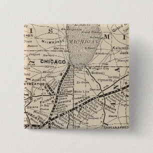 Map Wabash Railway 15 Cm Square Badge