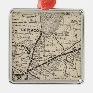 Map Wabash Railway Metal Tree Decoration