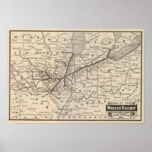 Map Wabash Railway Poster