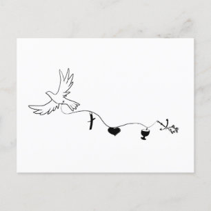 Map with a Dust and Christian Symbols Postcard