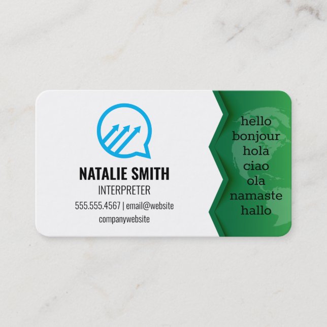 Map World | Interpreter | Communication  Business Card (Front)