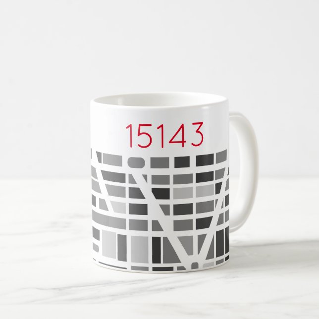 Map Zip Code Moving New Home History Urban Grey  Coffee Mug (Front Right)