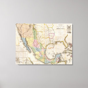 Mapa de los Estados Unidos De Mejico Canvas Print