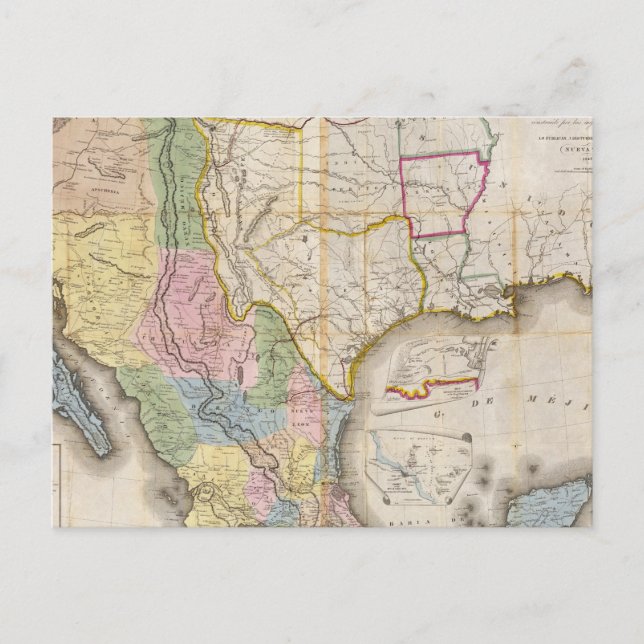 Mapa de los Estados Unidos De Mejico Postcard (Front)