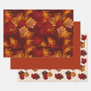 Maple and Oak Foliage Autumn Colours Set Wrapping Paper Sheet