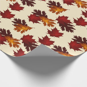 Maple and Oak Foliage Leaves Autumn Colours Wrapping Paper