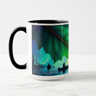 Maple Aurora Canoe River Guidance Blue Mug
