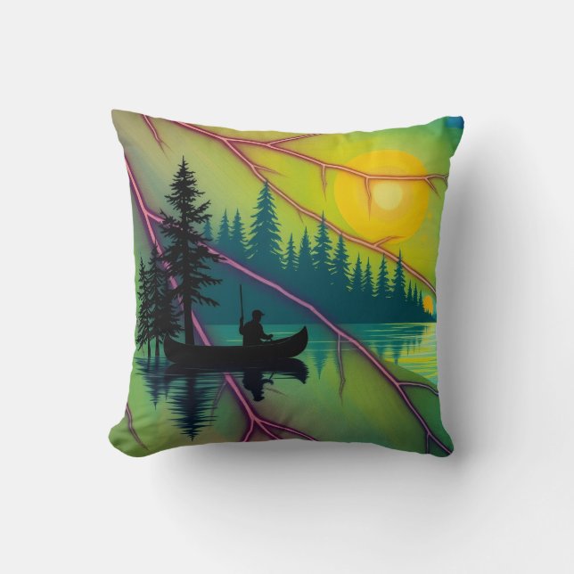 Maple Aurora Canoe River Guidance Dawn Cushion (Front)