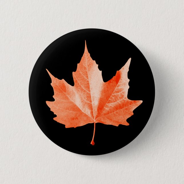 Maple autumn leaf 6 cm round badge (Front)
