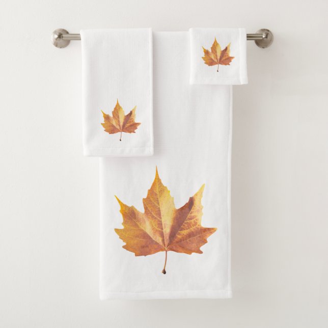 Maple autumn leaf bath towel set (Insitu)