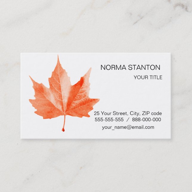 Maple autumn leaf business card (Front)