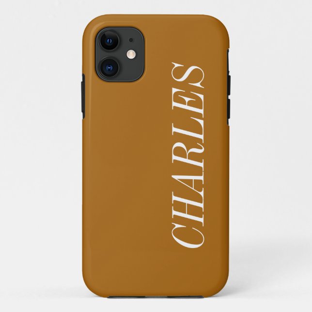 Maple Brown Solid Colour | Minimalist Name Case-Mate iPhone Case (Back)