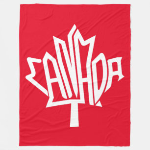 Maple CANADA TEXT FLAG LOGO BY MASANSER PIXELAT Fleece Blanket