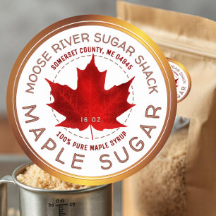 Maple Candy Copper Border Red Sugar Maple Leaf Classic Round Sticker