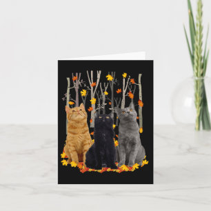 Maple Cat Leaf Fall Hello Autumn Fun Kitty  Card