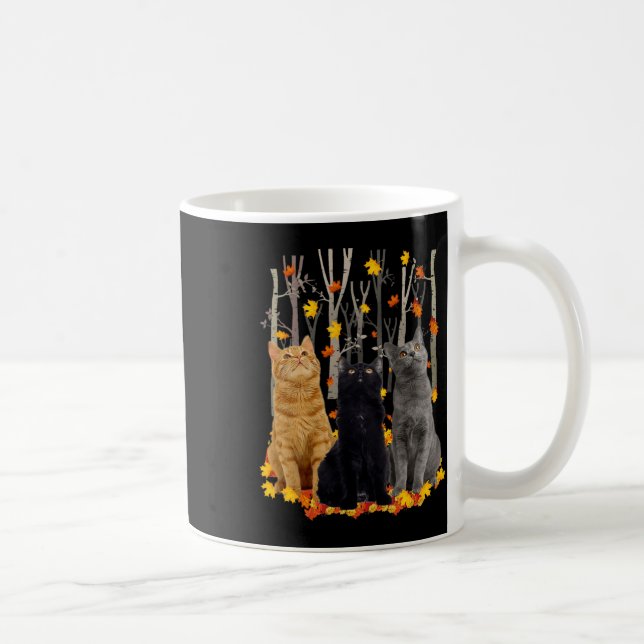 Maple Cat Leaf Fall Hello Autumn Fun Kitty  Coffee Mug (Right)