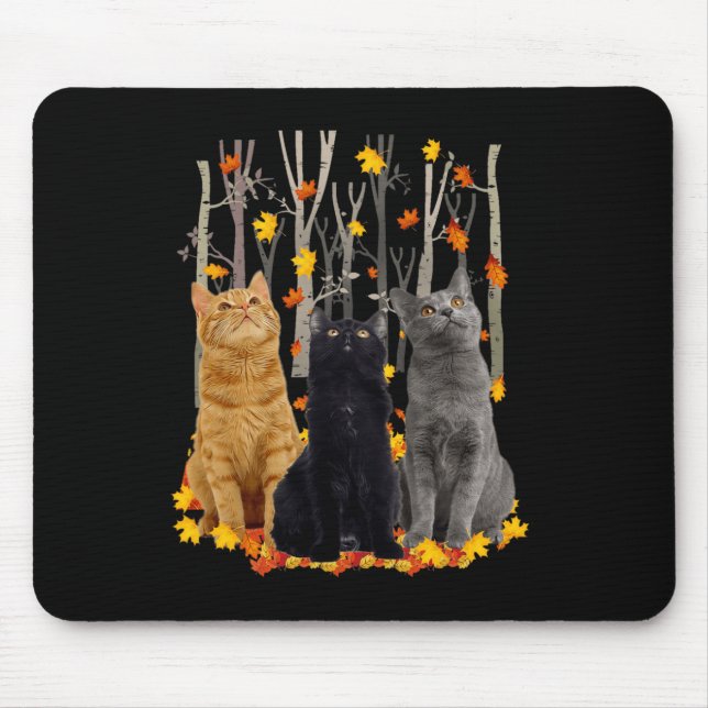 Maple Cat Leaf Fall Hello Autumn Fun Kitty  Mouse Mat (Front)