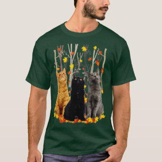 Maple Cat Leaf Fall Tee Autumn Season Funny Kitty 