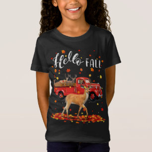 Maple Deer Leaf Fall Autumn Red Truck T-Shirt