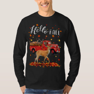 Maple Deer Leaf Fall Autumn Red Truck T-Shirt
