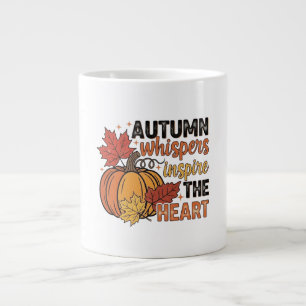 Maple leaf and pumpkin design large coffee mug